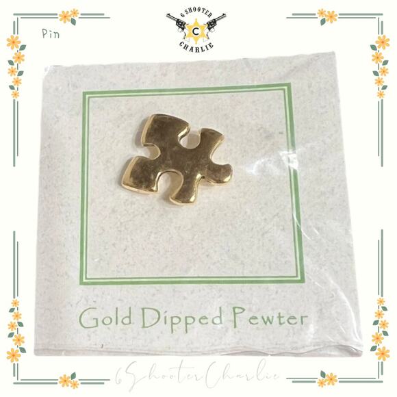 Vintage 2005 Jim Clift Gold Dipped Pewter Puzzle Piece Autism Awareness Pin NWT - Picture 1 of 3